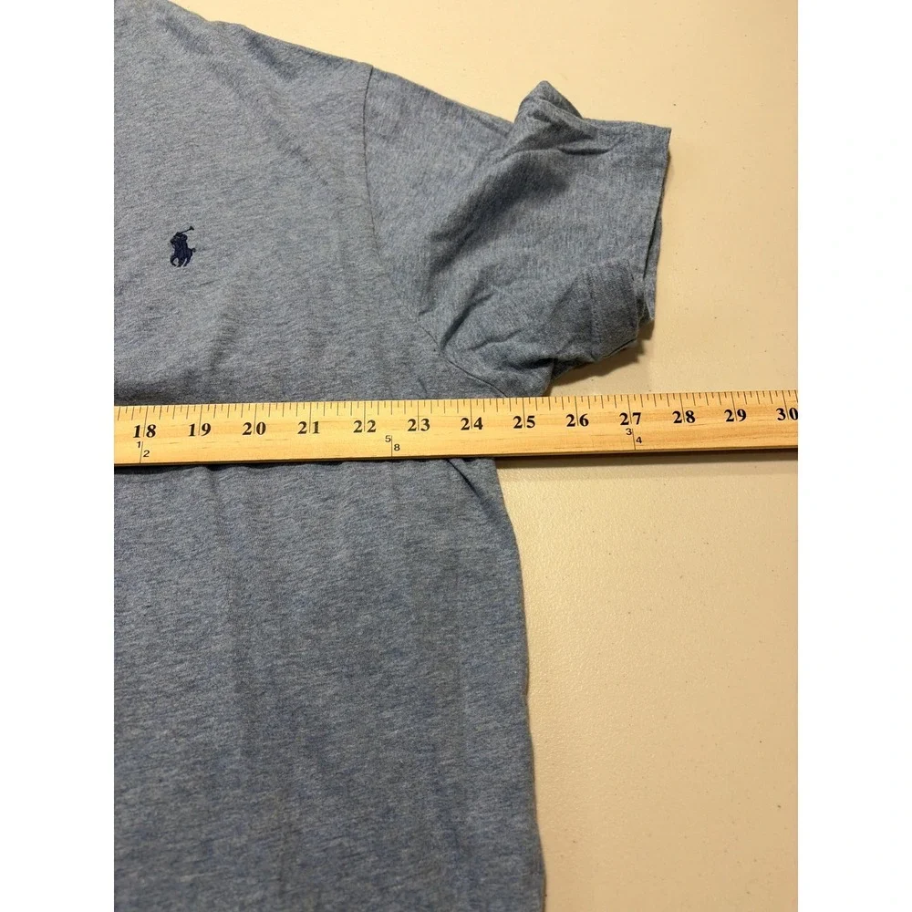 Polo Ralph Lauren Mens 1XB V-Neck T-Shirt Blue Heather Short Sleeve Pony Logo